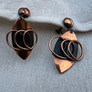Vintage 50s 60s Mid Century Modernist Abstract Copper Earrings